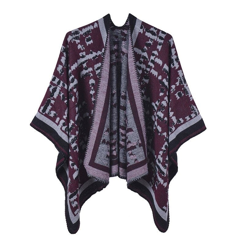 Poncho Élégance Féminine Bordeaux