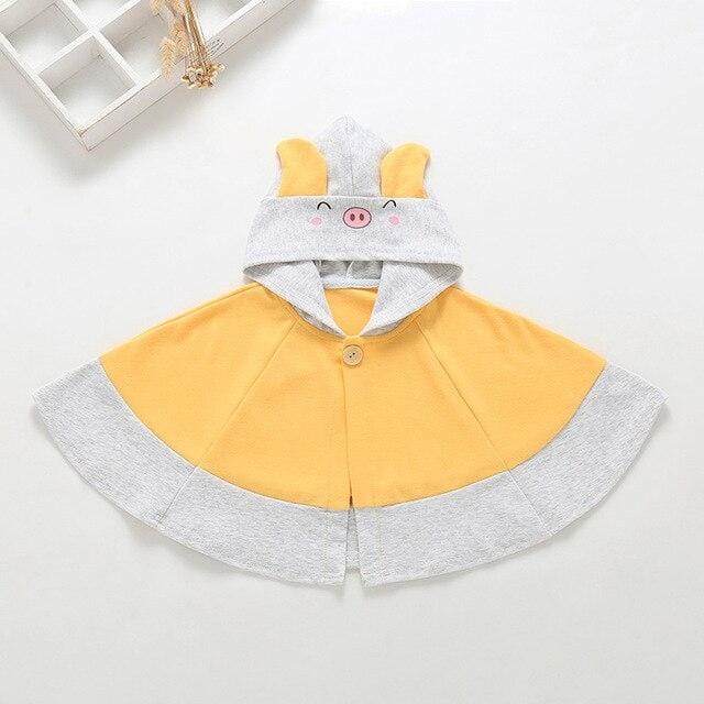 Poncho Enfant Capuche Cochon - PiggyPoncho Jaune / 6 mois