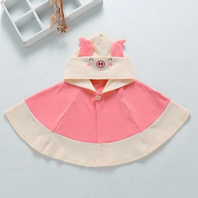 Poncho Enfant Capuche Cochon - PiggyPoncho Rose / 6 mois