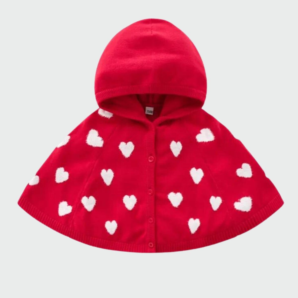 Poncho Enfant Rouge avec Cœurs Blancs rouge / 6-9 mois