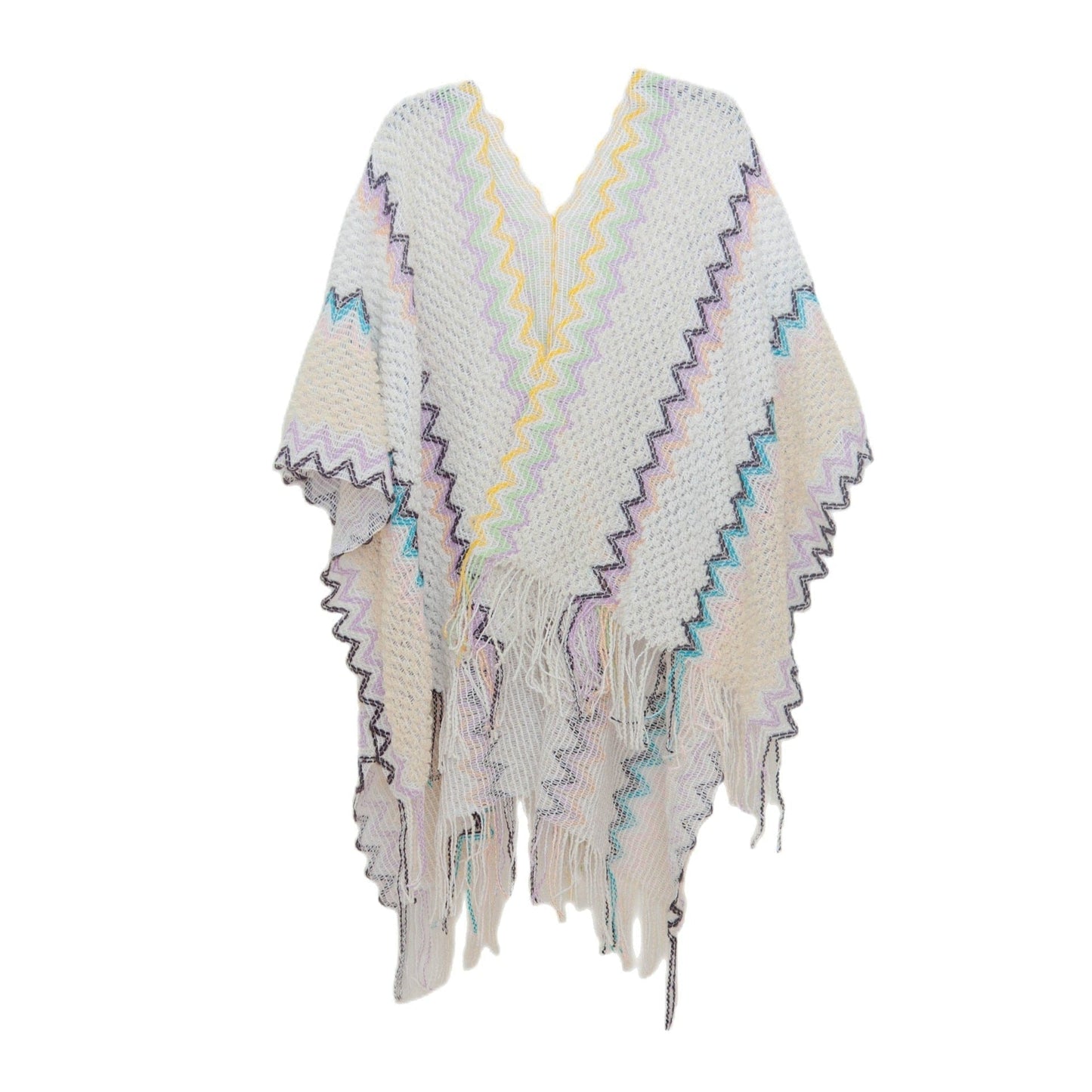 Poncho Ethnique Femme - Collection Tribale Beige