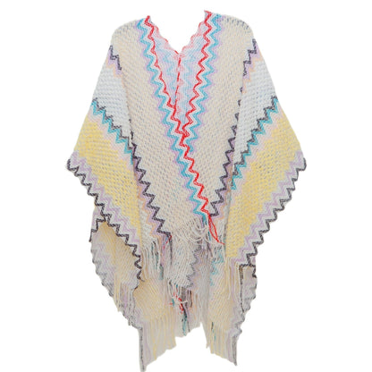 Poncho Ethnique Femme - Collection Tribale Jaune