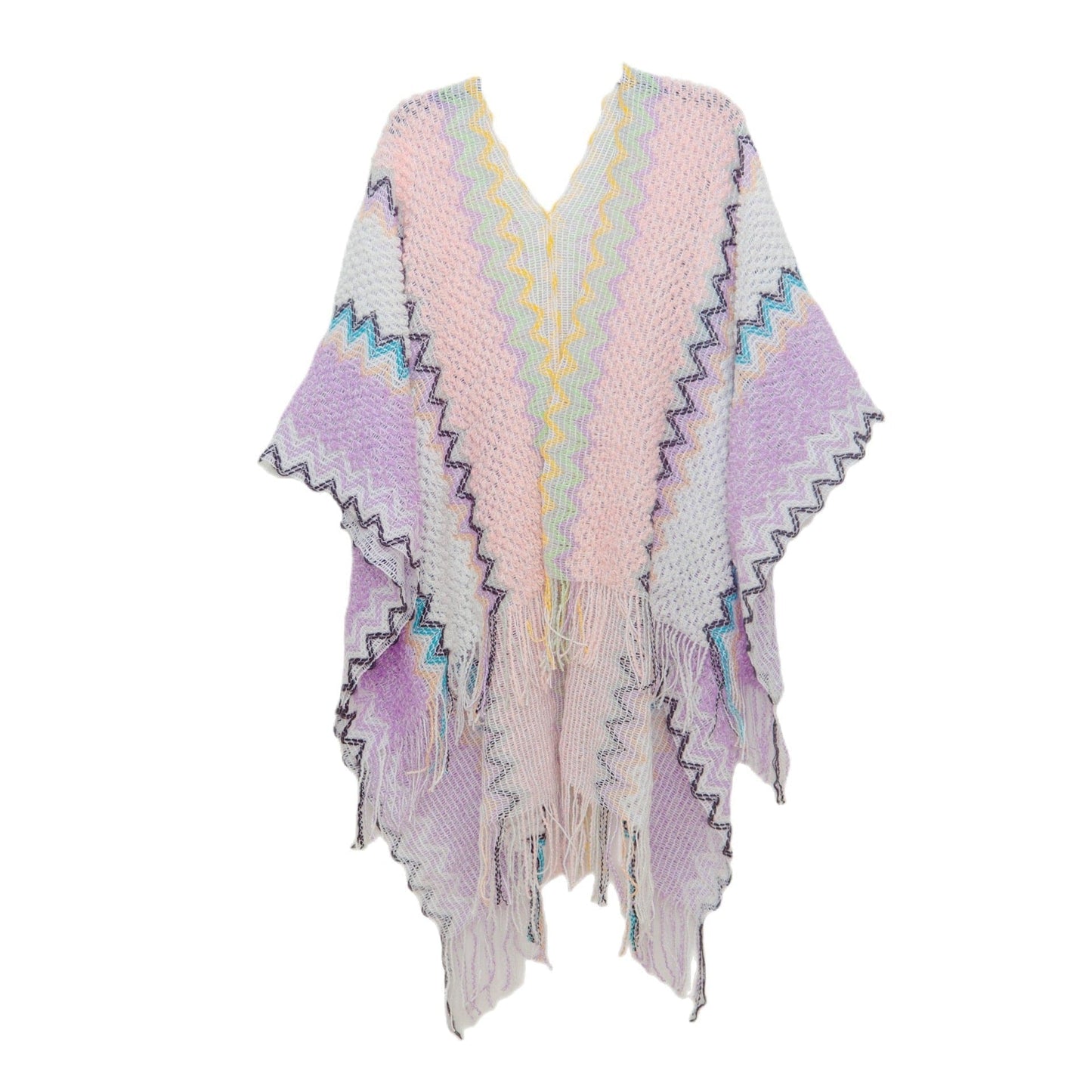 Poncho Ethnique Femme - Collection Tribale Rose