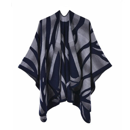 Poncho Féminin Chic bleu marine