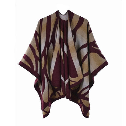 Poncho Féminin Chic rouge vin