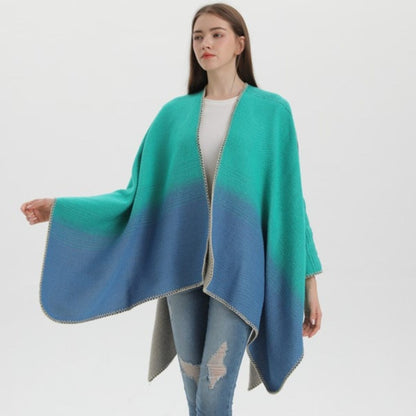 Poncho Femme Bleu Éclatant Bleu