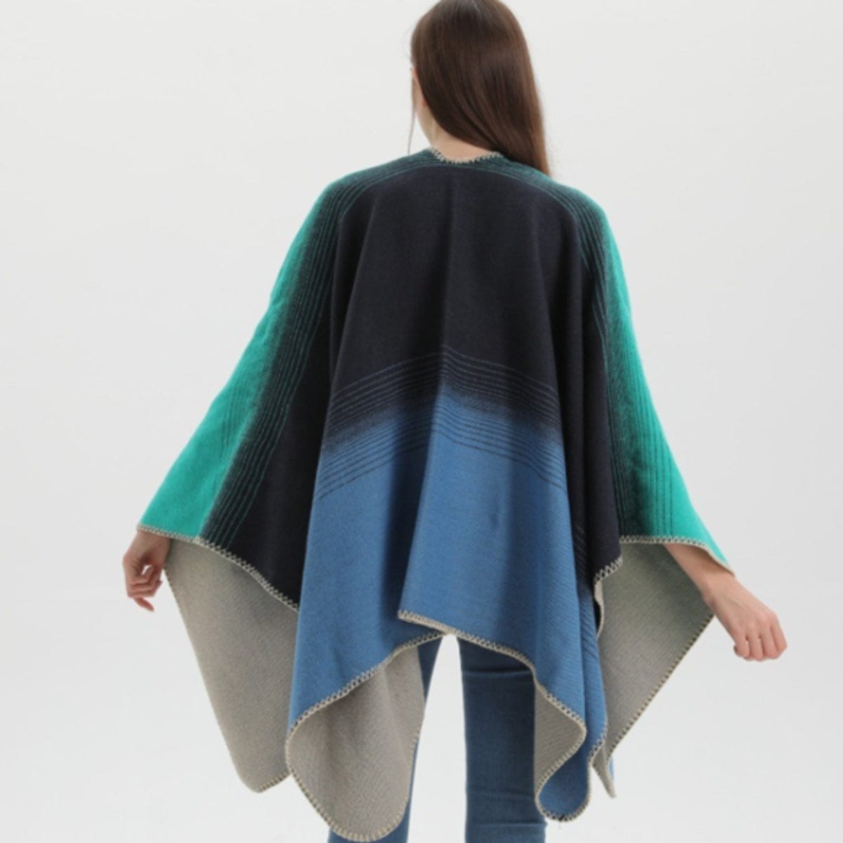 Poncho Femme Bleu Éclatant Bleu