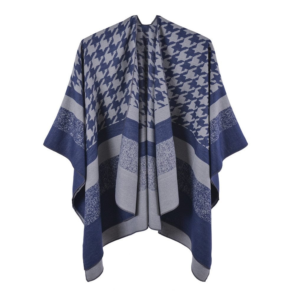 Poncho Femme Chaud pour l'Hiver bleu