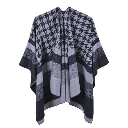 Poncho Femme Chaud pour l'Hiver gris