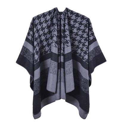 Poncho Femme Chaud pour l'Hiver noir