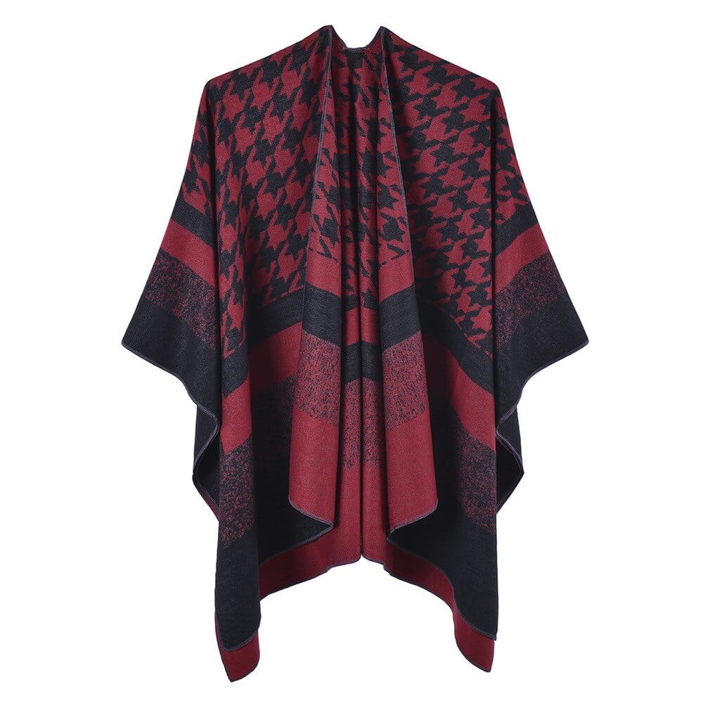 Poncho Femme Chaud pour l'Hiver rouge