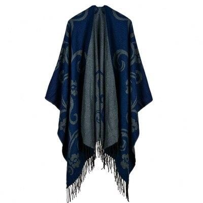 Poncho Femme de Luxe Bleu