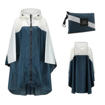 Poncho Femme Deluxe Imperméable Bleu océan & Blanc