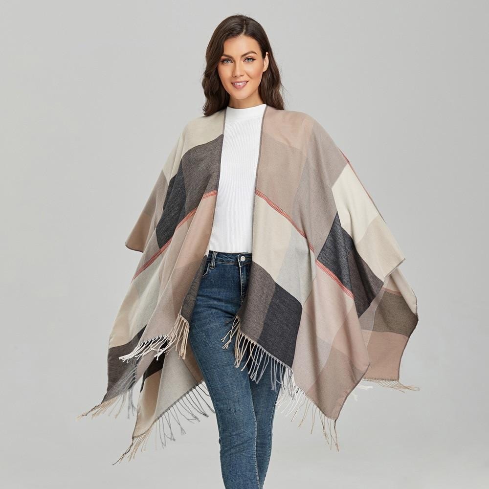 Poncho Femme Élégance Naturelle Beige