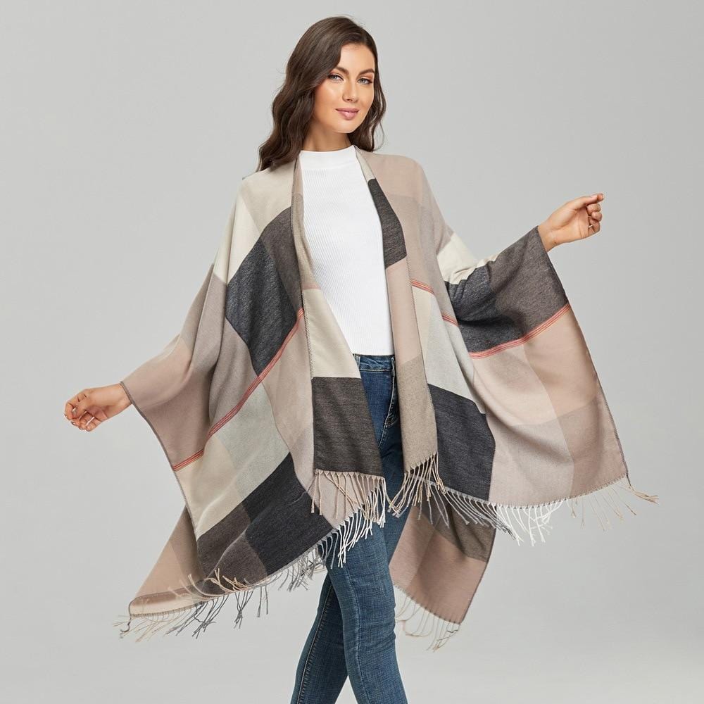 Poncho Femme Élégance Naturelle Beige