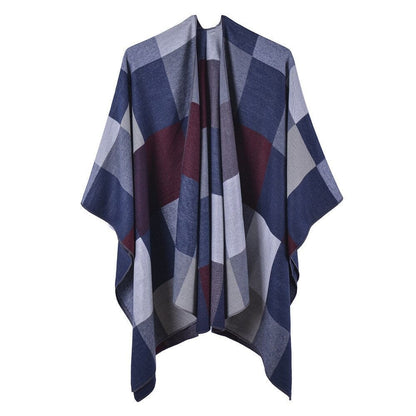 Poncho Femme Élégant à Carreaux 2