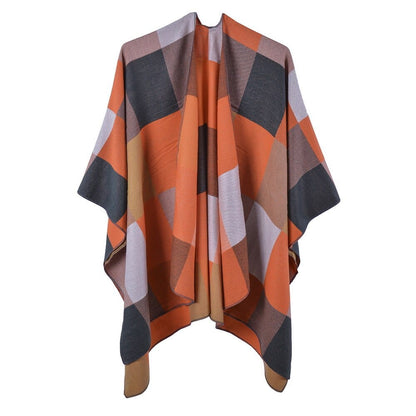 Poncho Femme Élégant à Carreaux 3