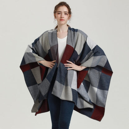 Poncho Femme Élégant à Carreaux