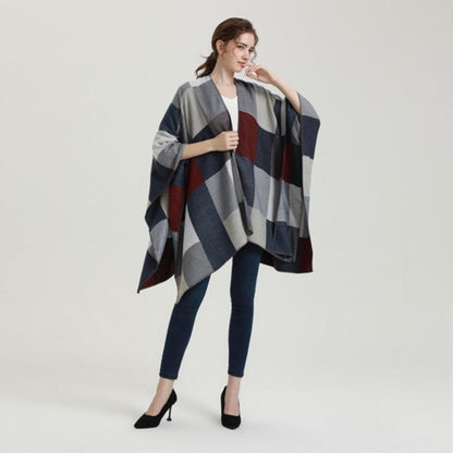 Poncho Femme Élégant à Carreaux