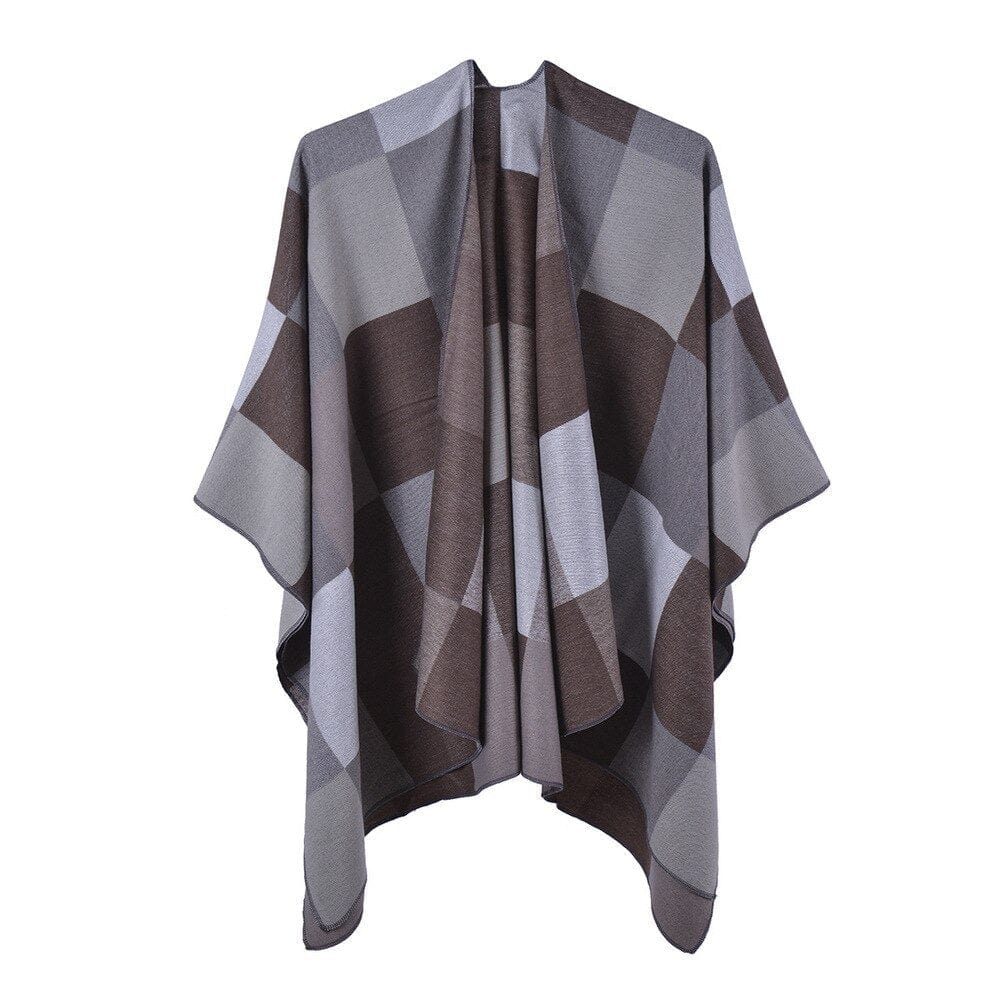 Poncho Femme Élégant à Carreaux 5