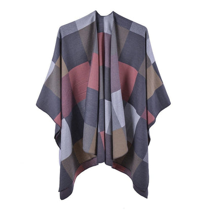 Poncho Femme Élégant à Carreaux 6