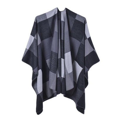 Poncho Femme Élégant à Carreaux 7