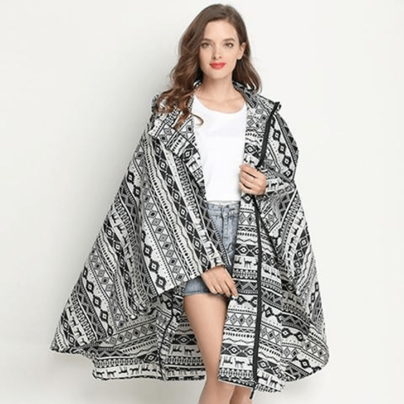 Poncho Femme Impermeable Gris