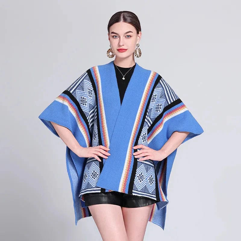 Poncho Femme Multicolore bleu