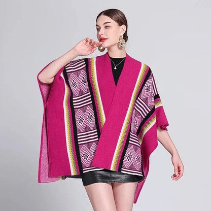 Poncho Femme Multicolore rose