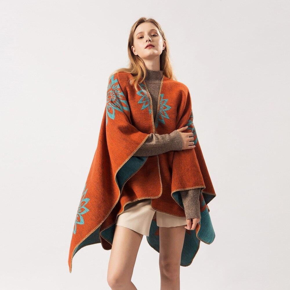 Poncho Femme Orange Sunset orange