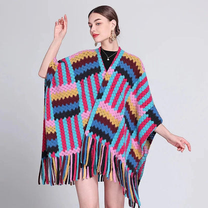 Poncho Femme Unique multicolore