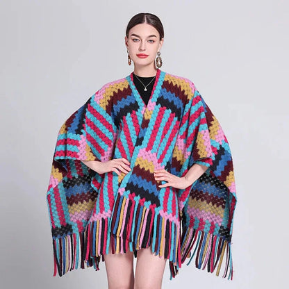 Poncho Femme Unique multicolore