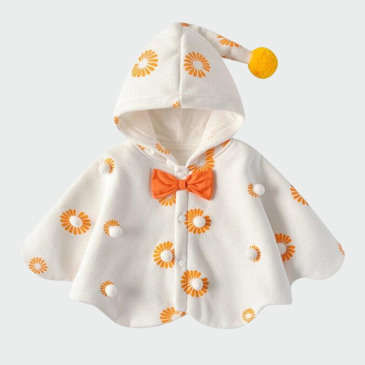 Poncho Fille Blanc avec Capuche Blanc / 12-18 mois