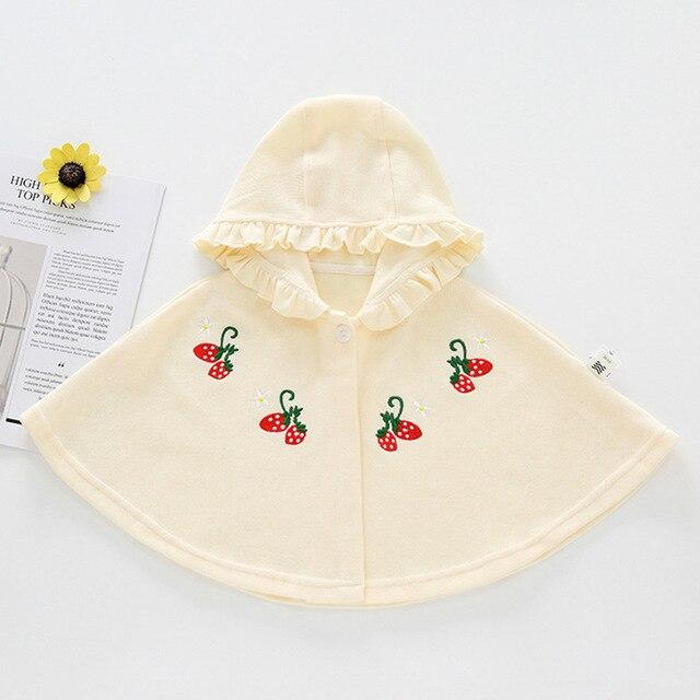 Poncho Fille Capuche Fraises - Collection Fraisée Beige / 6 mois