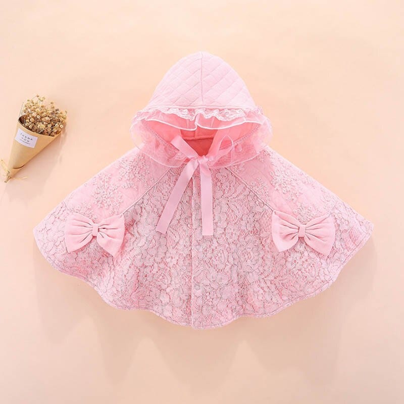 Poncho Fille Dentelle - Élégance Assurée Rose / 18 mois