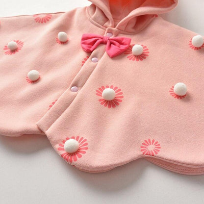 Poncho Fille Rose Avec Capuche