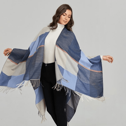 Poncho Fringy Bleu