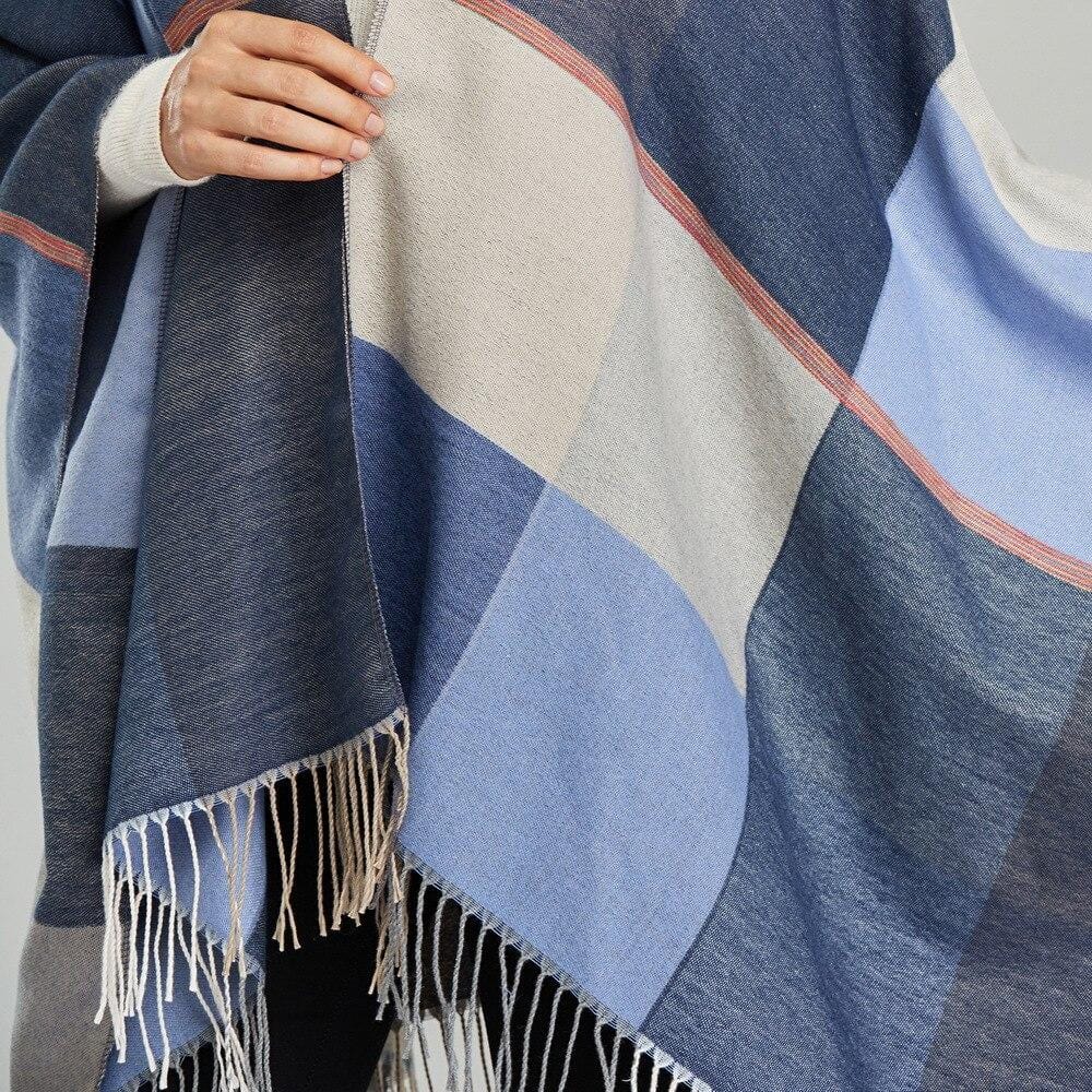 Poncho Fringy Bleu