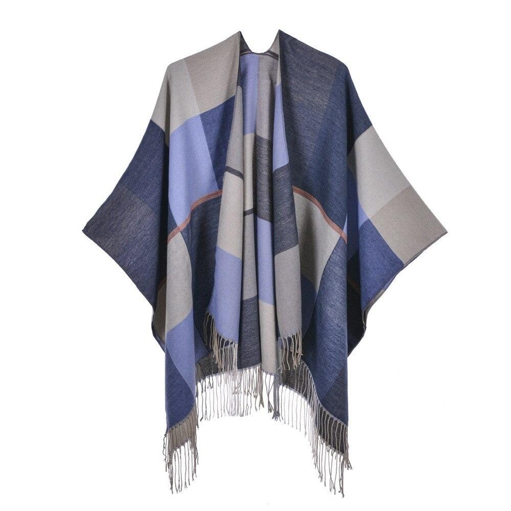 Poncho Fringy Bleu