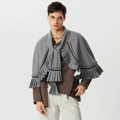 Poncho Homme avec Écharpe - Style Assuré gris / S