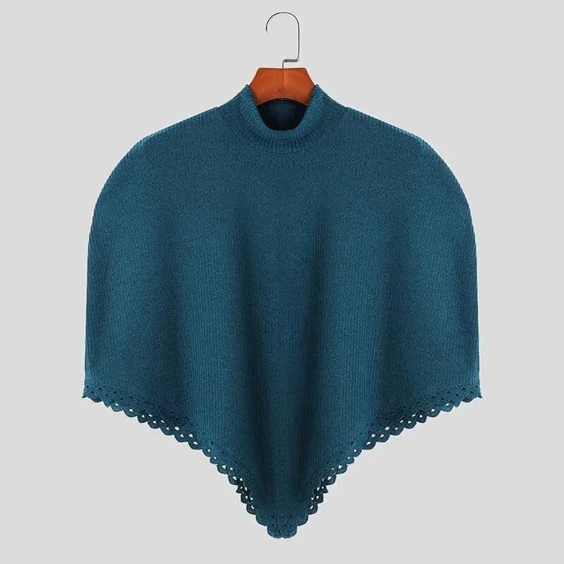 Poncho Homme Col Roulé - Style Élégant bleu / S