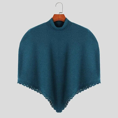 Poncho Homme Col Roulé - Style Élégant bleu / S