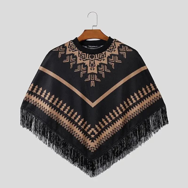 Poncho Homme Franges - Collection Mode Kaki / S