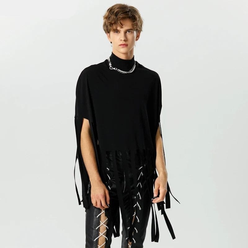 Poncho Homme Franges - Style Élégant noir / S