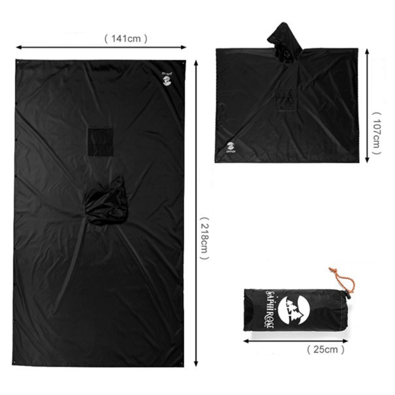 Poncho Imperméable pour Homme Noir