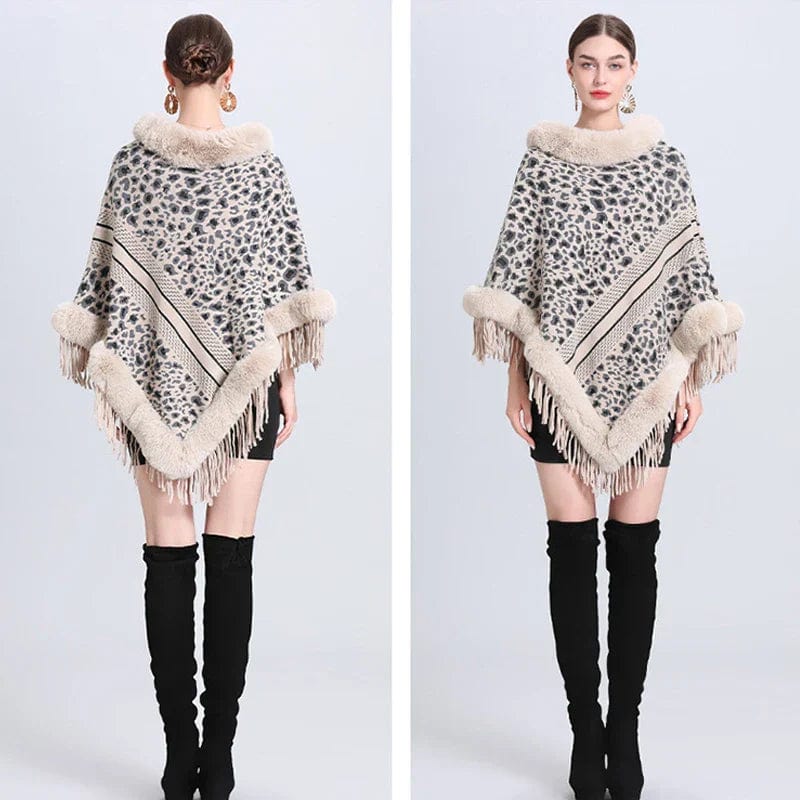 Poncho Léopard en Fourrure de Luxe