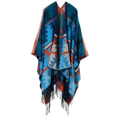 Poncho Long Femme - Collection Élégance Bleu