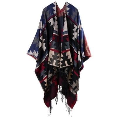 Poncho Long Femme - Collection Élégance Bleu marine