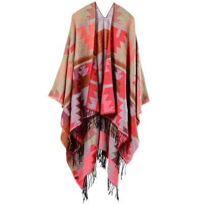 Poncho Long Femme - Collection Élégance Rouge