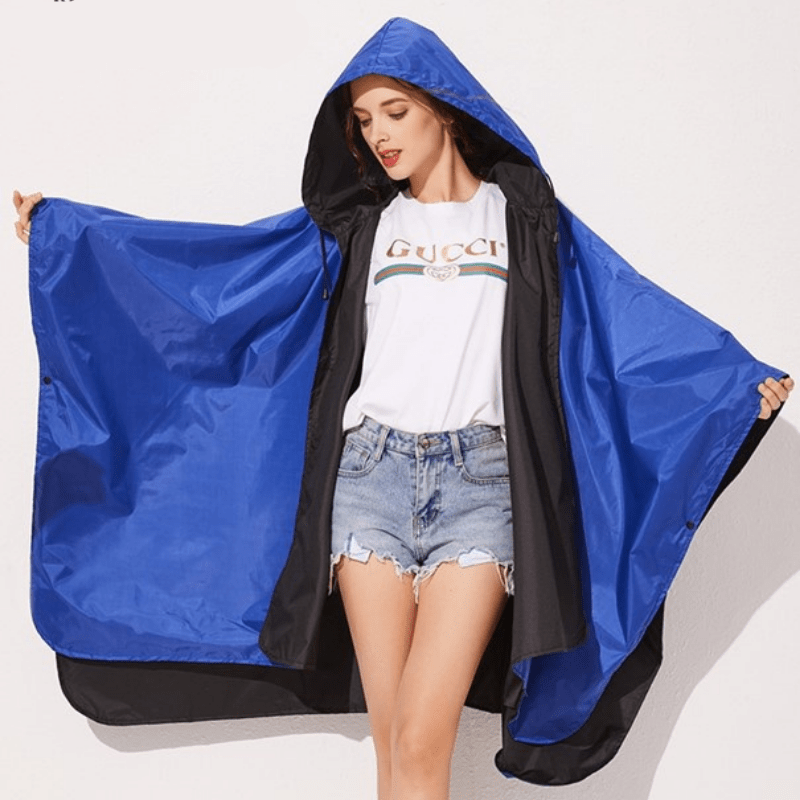 Poncho Pluie Blue & Noire Bleu